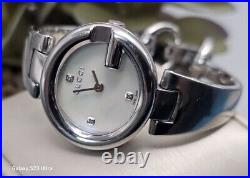 Gucci Guccissima 134.5 Silver Tone Mother of Pearl Diamond Dial Watch