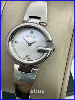 Gucci Guccissima Mother of Pearl Diamond Dial Watch