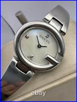 Gucci Guccissima Mother of Pearl Diamond Dial Watch