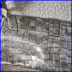 Guess Bag Y2k Gold Bronze Shoulder Bag Inner Pockets Logo Lined Stud Croc Effect