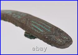 Han Dynasty Turquoise Gold and Silver Inlay Chinese Bronze Belt Hook