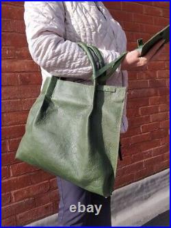 Handmade leather viridian green handbag and accessories