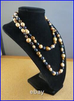 Honora Collection Bronze Gold Black Pearl Strand Sterling Silver Necklace #942
