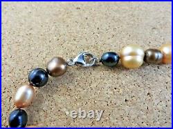 Honora Collection Bronze Gold Black Pearl Strand Sterling Silver Necklace #942