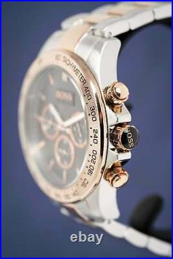 Hugo Boss Men's Watch Chronograph Ikon Two Tone Rose Gold Silver HB1513339 New