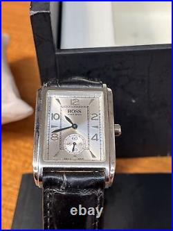 Hugo Boss Metropolis mens black silver designer 1100 suit wrist tank watch Rare