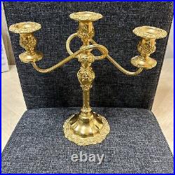 International Silver Company, Electric Gold Plate Candelabra Pair Baroque Styled