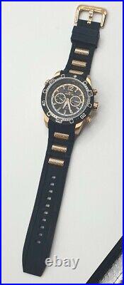 Invicta 24582 Men's Aviator Rose Gold Plat Black Silicone World Time GMT Watch