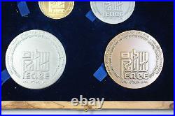 Israel 4 Pc Gold, Silver & Bronze Peace State Medal Set with Wooden Case & COA (B)