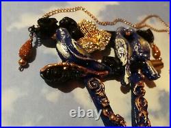 Jewelry necklace art deco nouveau retro liberty pendant woman locket lariat bird
