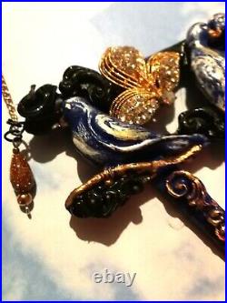 Jewelry necklace art deco nouveau retro liberty pendant woman locket lariat bird