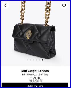 Kurt Geiger Kensington Mini Soft Quilted Leather Black Bag