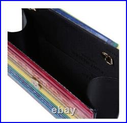 Kurt Geiger Rainbow Stripe Disco Envelope Perspex Clutch With Crossbody Chain