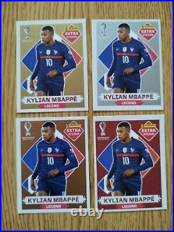 Kylian Mbappe 4 Extra Stickers Gold+ Silver+ Bronze+ Red Qatar 2022 Panini