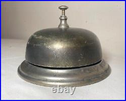 LARGE rare antique 1800's ornate silver bronze Victorian dinner reception bell