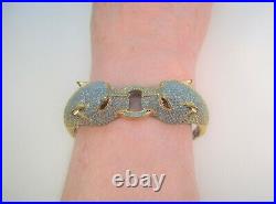 LION PANTHER TURQUOISE & SAPPHIRE BRACELET Bronze & White Gold-plated 925 Silver