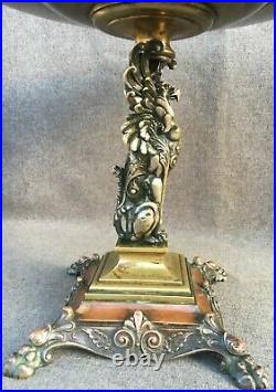 Large antique french 1880 Empire style bowl trophy bronze silvered griffin 8lb