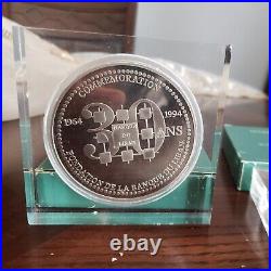 Lebanon Liban BDL 30TH ANN. LARGE Comm. Silver Bronze Gold PLATED 3 Coins Medal