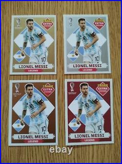 Lionel Messi 4 Extra Stickers Lot Gold+ Silver+ Bronze+ Red Qatar 2022 Panini