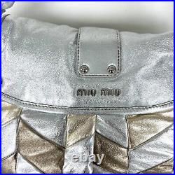 MIU MIU Coffer Metallic Silver Gold Bronze Leather Patchwork Shoulder Bag Tote