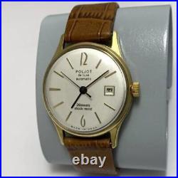 Men's wristwatch Poljot de luxe white automatic watch USSR with gold-plated case