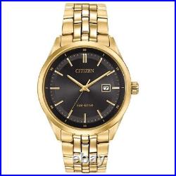 Mens Citizen Eco-Drive Gold Stainless Steel Watch with Black Face! RRP £270