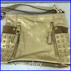 Metallic Gold Bronze Silver Leather handbag Purse Studs embellished