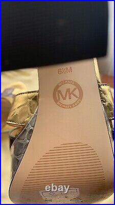 Michael Kors Croc Effect Heels Multi Colored/ (Silver- Gold- Bronze) Size 6.5 M