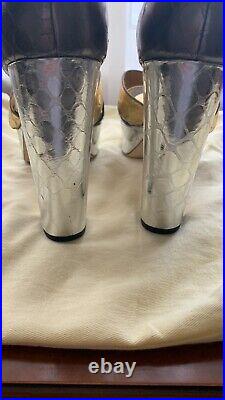 Michael Kors Croc Effect Heels Multi Colored/ (Silver- Gold- Bronze) Size 6.5 M