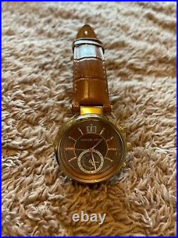 Michael Kors Mk2424 Sawyer Gold-tone Amber Croc-embossed Leather Strap Watch