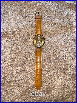 Michael Kors Mk2424 Sawyer Gold-tone Amber Croc-embossed Leather Strap Watch