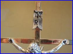 Mid Century Modern 16 Crucifix Gold Gilt Bronze & Sterling Silver Mixed Metal
