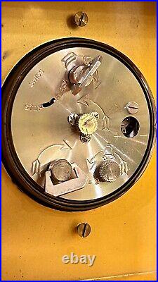 Mid-Century Modern Gilt Silver Malachite Desk Table Alarm Clock w Diana & Stag
