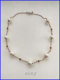 Ming Edison Pearl Vintage Rose Gold Plated Silver Station Necklace H Bronze 18