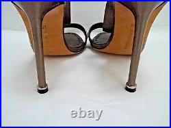 NEW MANOLO BLAHNIK $865 bronze leather silver studded heels sandals size 38