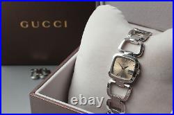 Near MINT / Full Set GUCCI YA125507 125.5 Brown Dial Quartz Ladies Watch