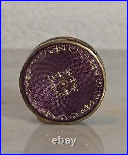 Old Small Tin Jewelry Box Fbe Geneve 60 Silver Gold Enamel Guilloche Purple