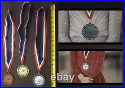 Original screen used prop SPINNING OUT ice skating medal set Gold Silver Bronze