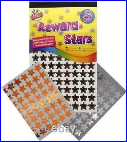 Pack Of 600 Gold Silver Bronze Star Reward Stickers School Home Well Done Kids