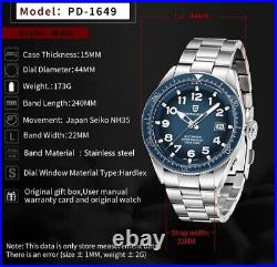 Pagani Design Automatic Merchanical Stainless Steel blue Dial Watch 44mm 10 Bar