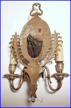 Pair (2) E. F. Caldwell Bronze Sconces With Silver, Gold Back Plate. Offers