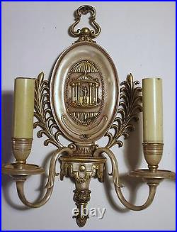 Pair (2) E. F. Caldwell Bronze Sconces With Silver, Gold Back Plate. Offers