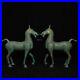 Pair 45 inch bronze inlay gold silver carved ancient Chinese characters horse