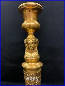 Pair Of Important Antique Candlesticks Neo-Classic Bronze Golden XIX Century Nav