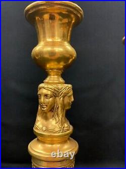 Pair Of Important Antique Candlesticks Neo-Classic Bronze Golden XIX Century Nav
