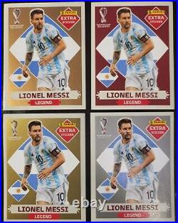 Panini. 2022 World Cup EXTRA STICKER Messi Gold silver bronze base Legend
