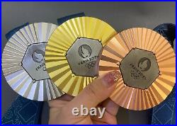 Paris Olympic Gold /Silver /Bronze Medals Ribbons & Display Stand Exact Replica