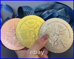 Paris Olympic Gold /Silver /Bronze Medals Ribbons & Display Stand Exact Replica