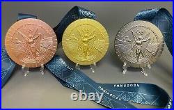 Paris Olympic Gold /Silver /Bronze Medals Ribbons & Display Stand Exact Replica