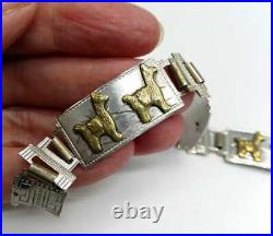 Peruvian Panel Bracelet 900 Silver 18ct Gold Lamas & Bronze Inca God Viracocha